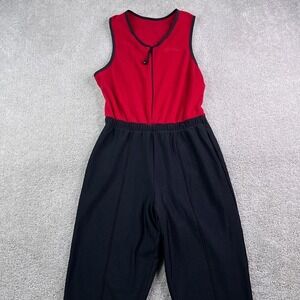 Vintage LL Bean Ski Base Layer Womens Medium Red Black Fleece Stirrup USA Made